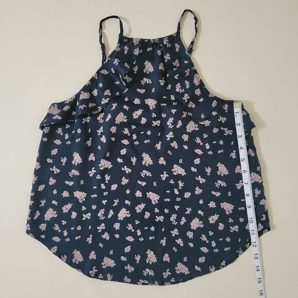 Billabong Navy Floral Swing Cropped Tank Top with Ruffles - Picture 8 of 15